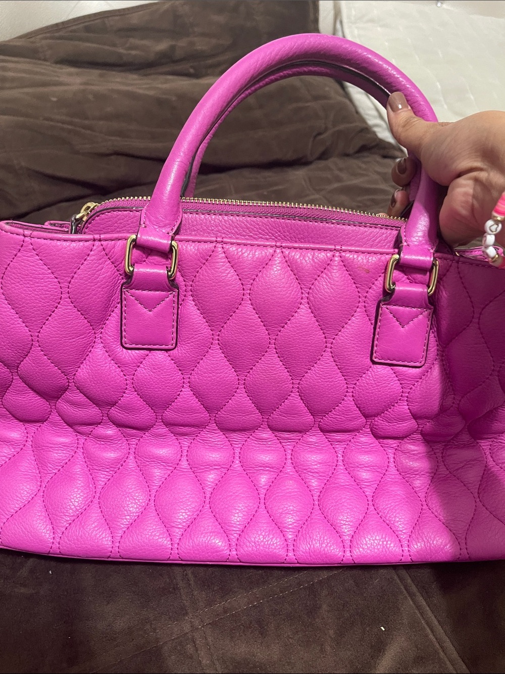 Vera Bradley Hot Pink Quilted Satchel - Picture 4 of 4